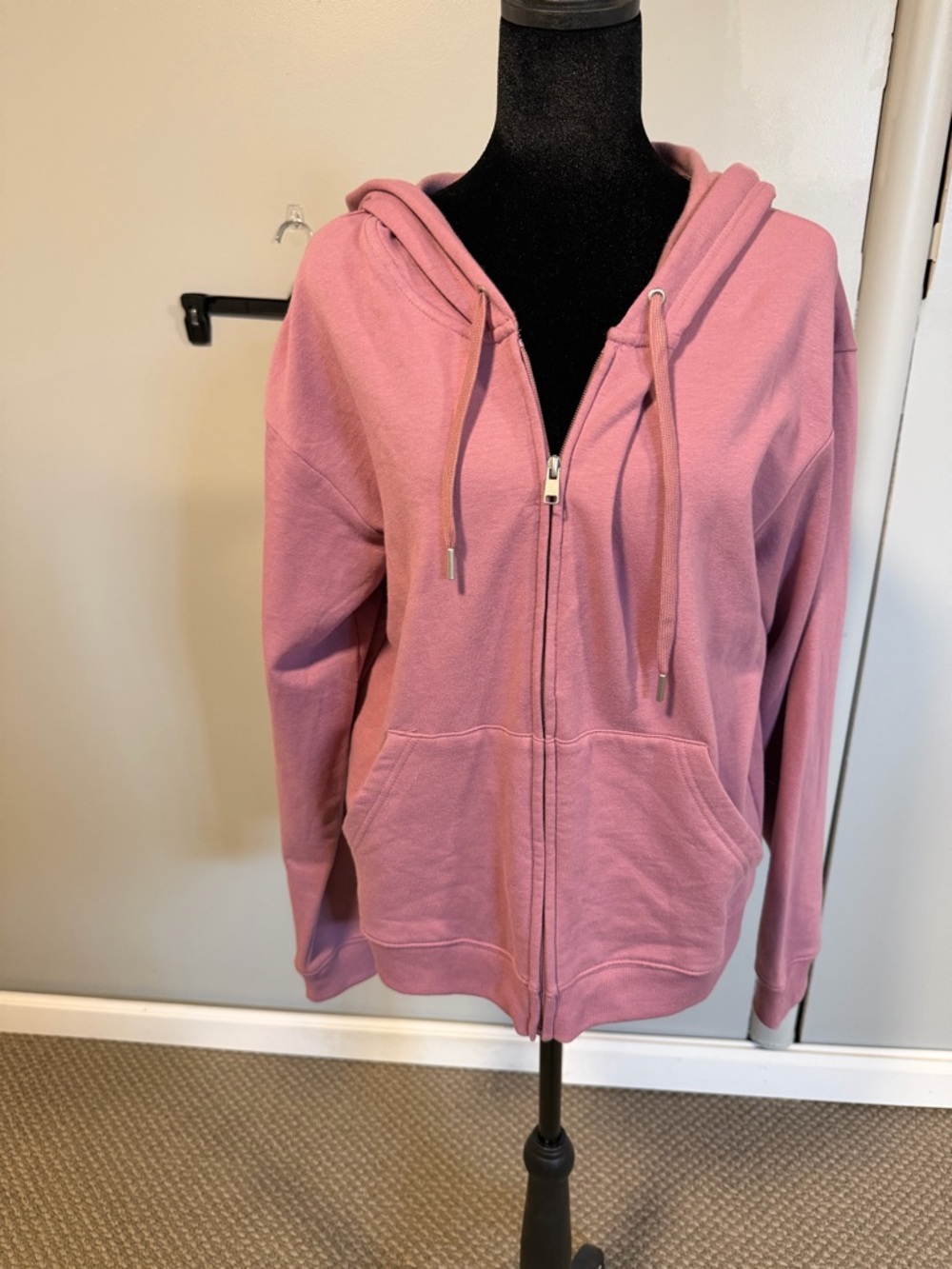 Auden Mauve Pink Zip Up Hoodie Size L NWT Soft Lounge Sweatshirt